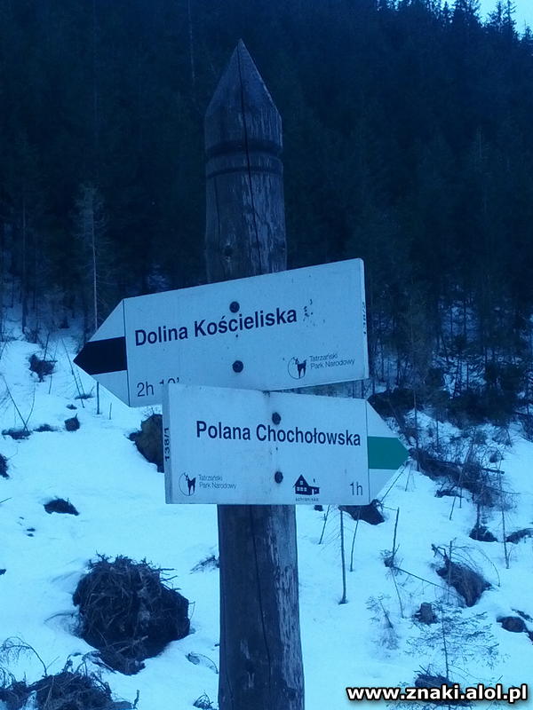 Dolina Chochołowska, znak do Kościeliskiej